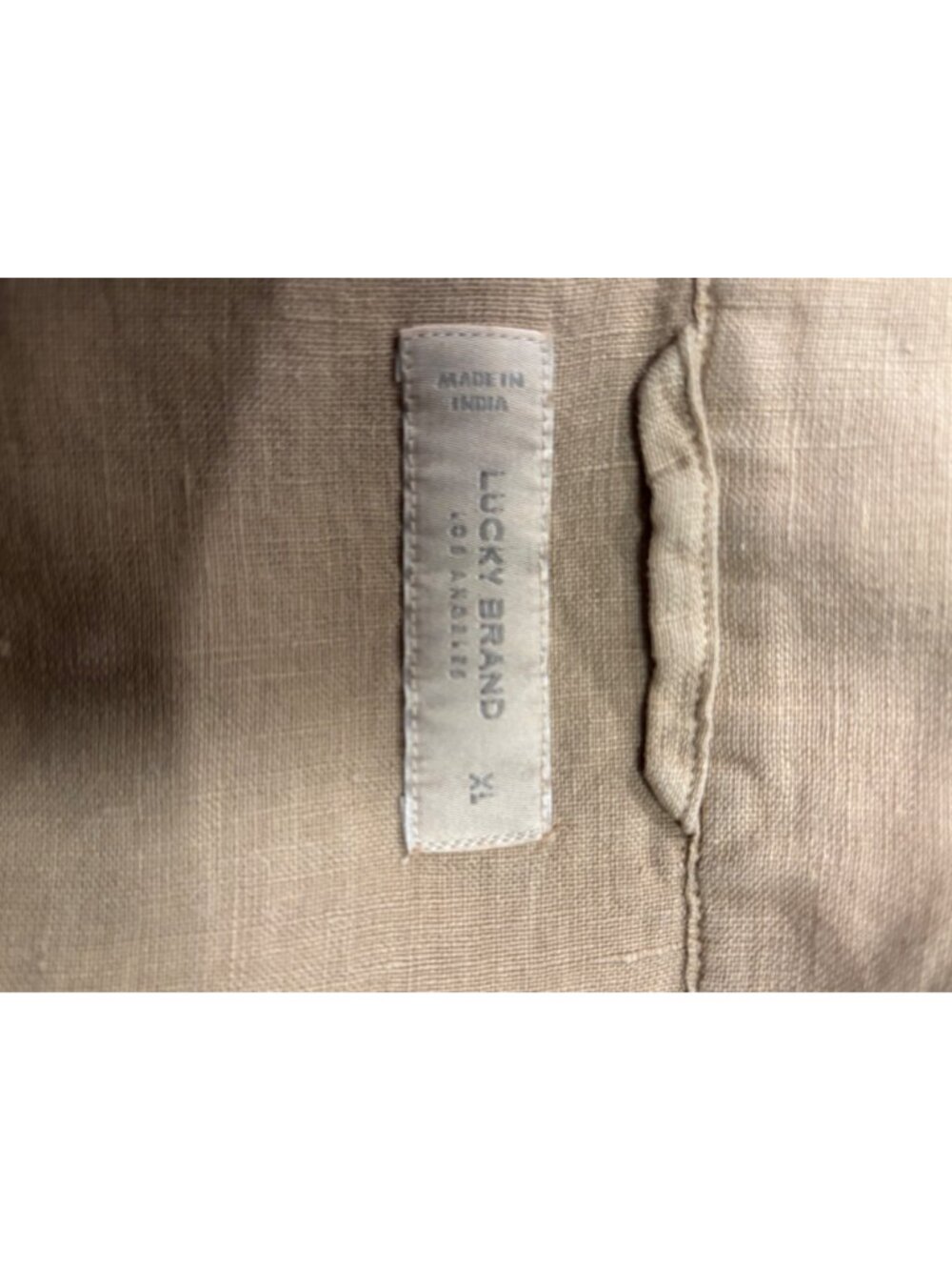 Lucky Brand 100% Linen Button Front Shirt Men’s XL Tan Short Sleeve Casual Beach - Picture 4 of 6